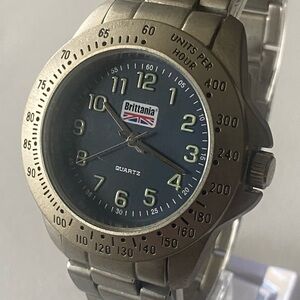 Brittania Silver and Blue Men's Quartz Watch